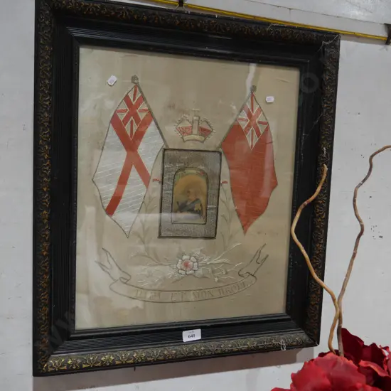 Framed Queen Victoria picture on silk
