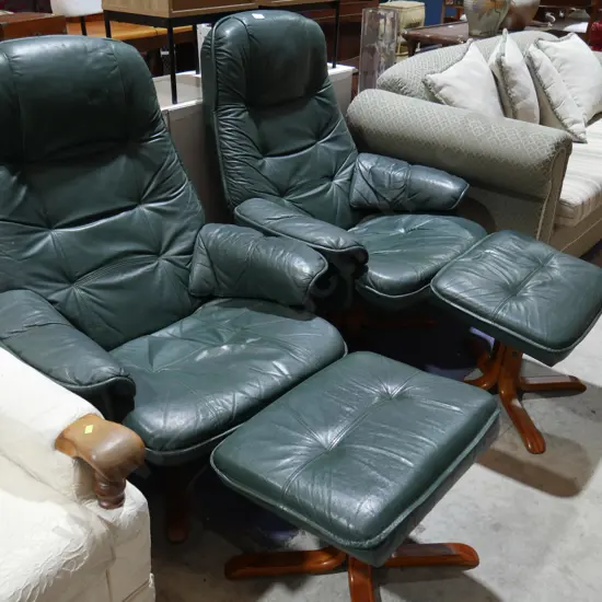 Pair of armchairs and stools