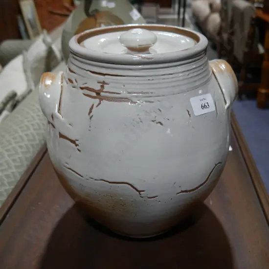 Lidded pottery jar