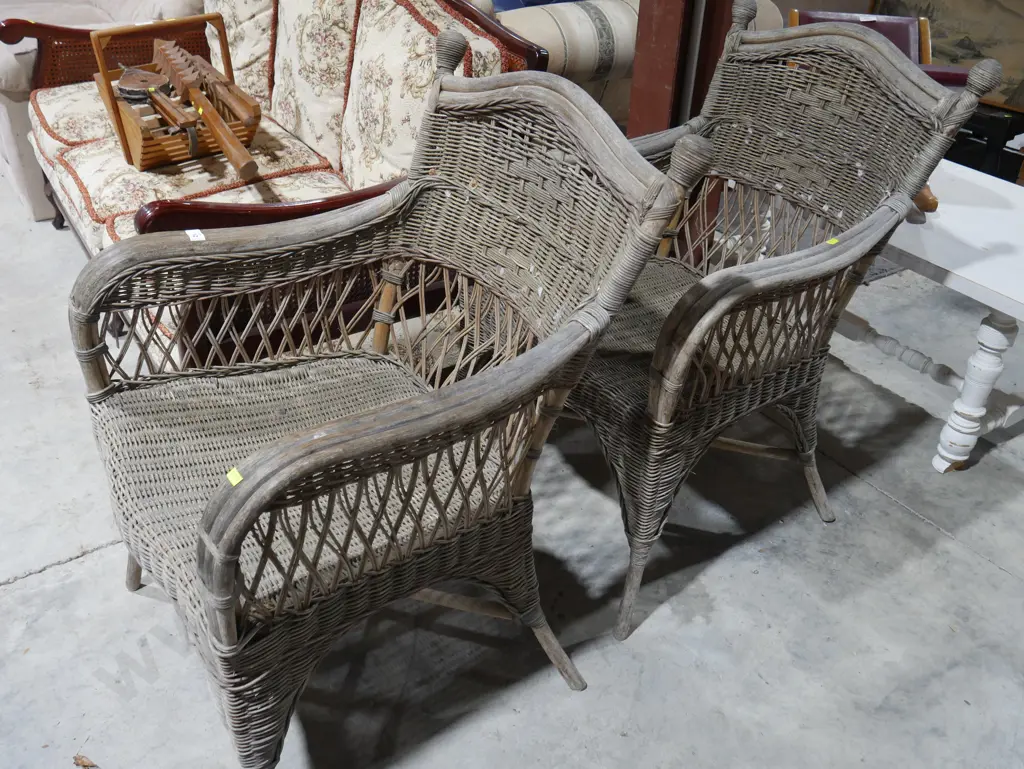 Pair cane chairs Image 1++