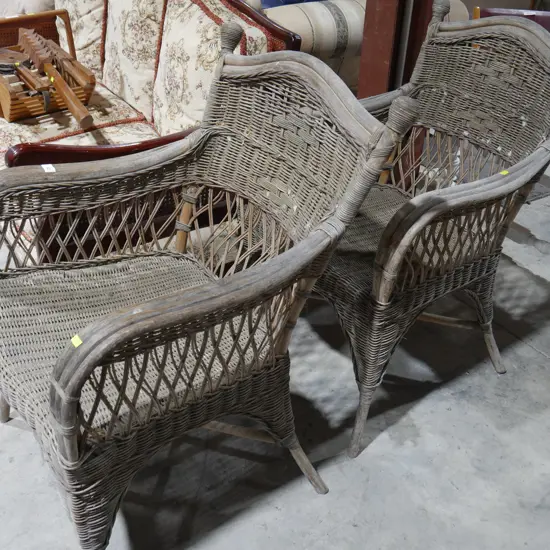 Pair cane chairs