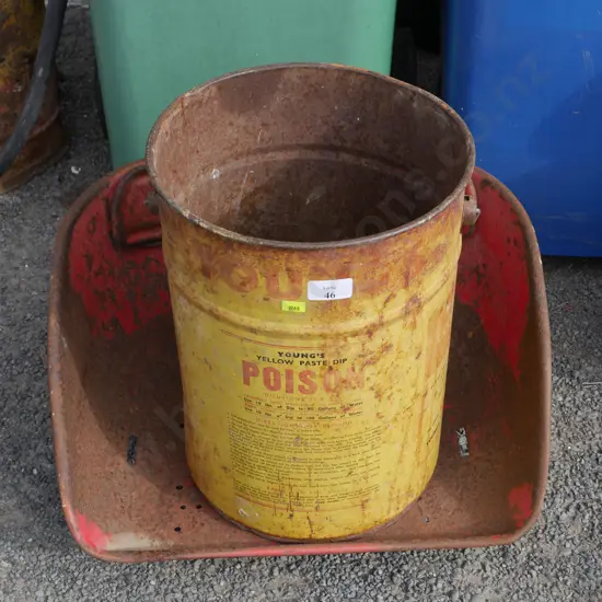 Tractor seat and tin bucket