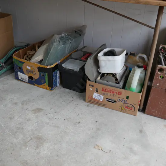 Everything under table, tools, car products etc etc