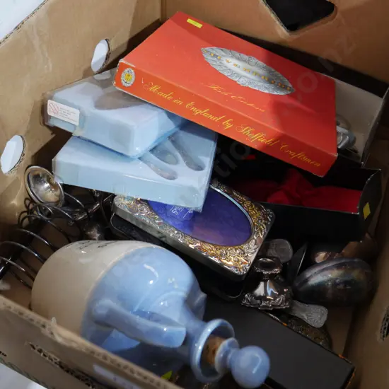 Cutlery, whisky jug etc