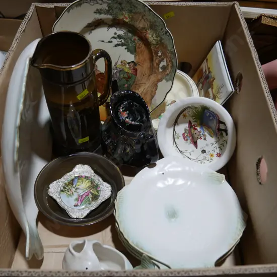 Royal Doulton plate, pottery plates etc