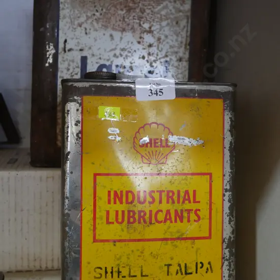 2 petrol tins, shell, laurel