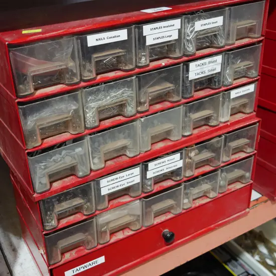 Handyman drawers and contents, screws etc