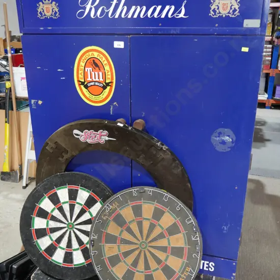 Rothmans dartboard cabinet and dartboards