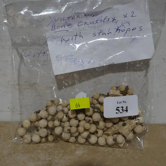 Victorian bone crucifix with Stanhopes