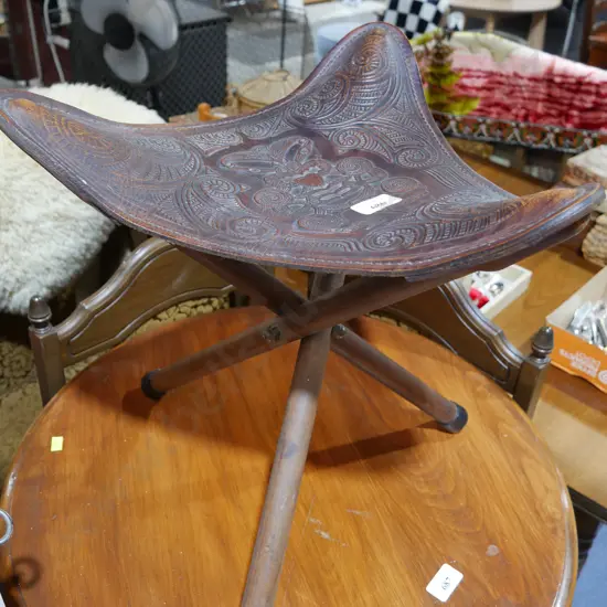 Leather top folding stool