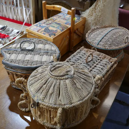 Sewing baskets, sewing gear