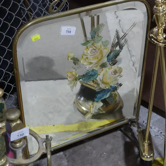 Brass mirror firescreen
