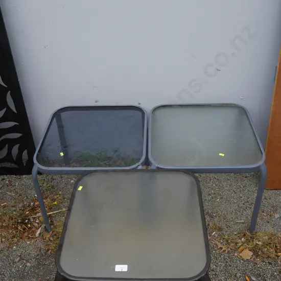 3 glass top tables