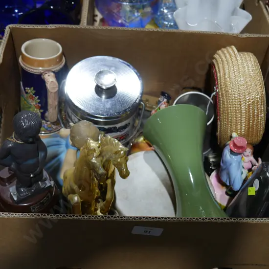 Clocks, vase, figurines etc