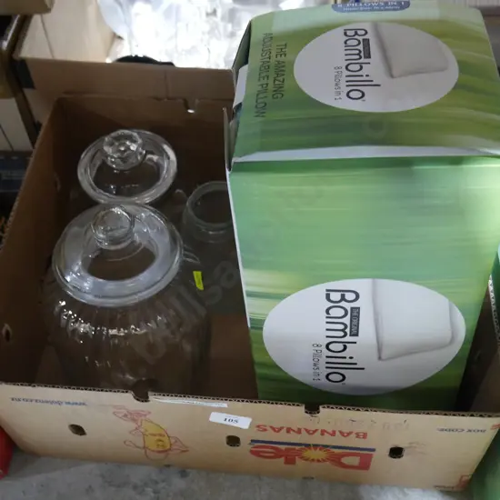 Bambillo pillow and glass jars