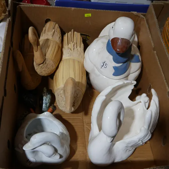 Duck and swan ornaments