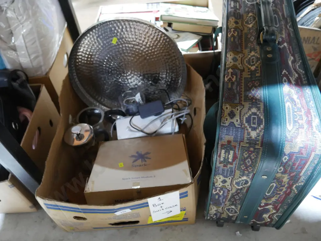 Suitcase and box of sundries Image 1++