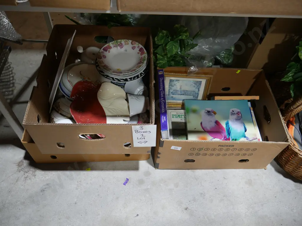 Three boxes of china, art etc Image 1++