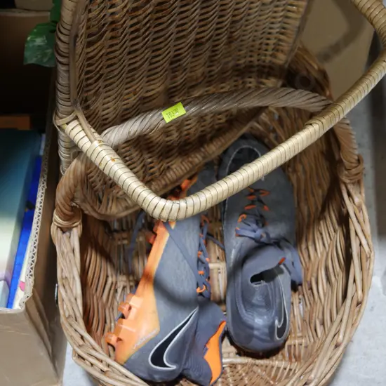 Two baskets and shoes