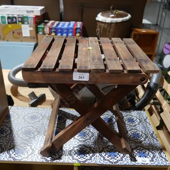 Folding wooden stool