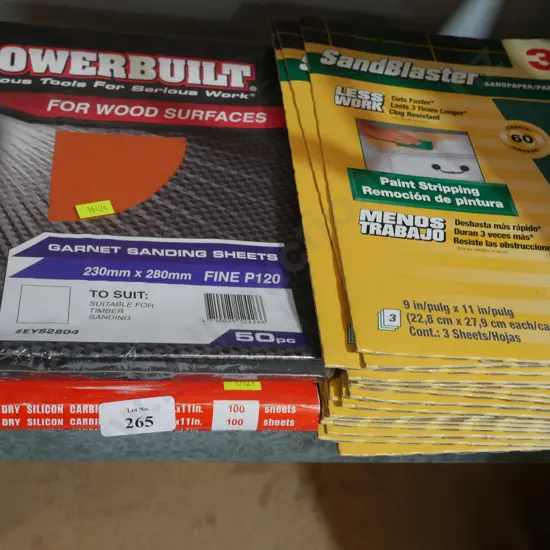 Assorted sandpaper sheets