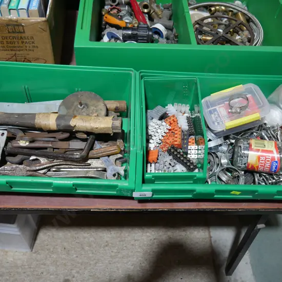 2 containers spanners, hose clamps etc