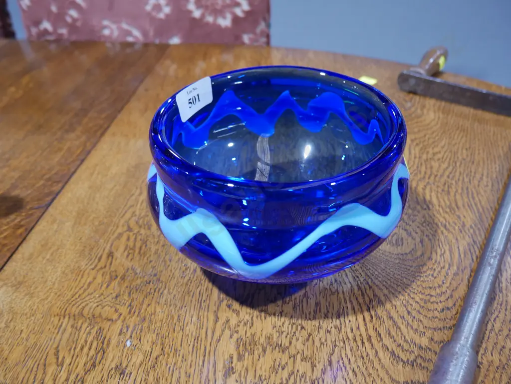 Blue art glass bowl Image 1++