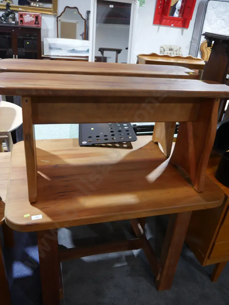 Solid wood table and two bench seats Image 1++