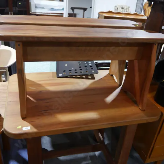 Solid wood table and two bench seats