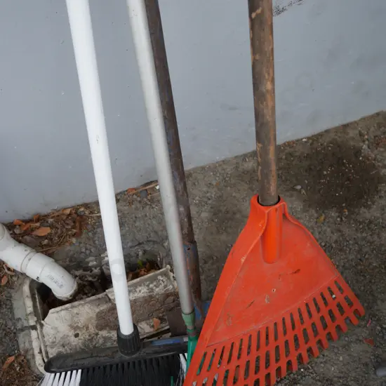 Garden tools, broom