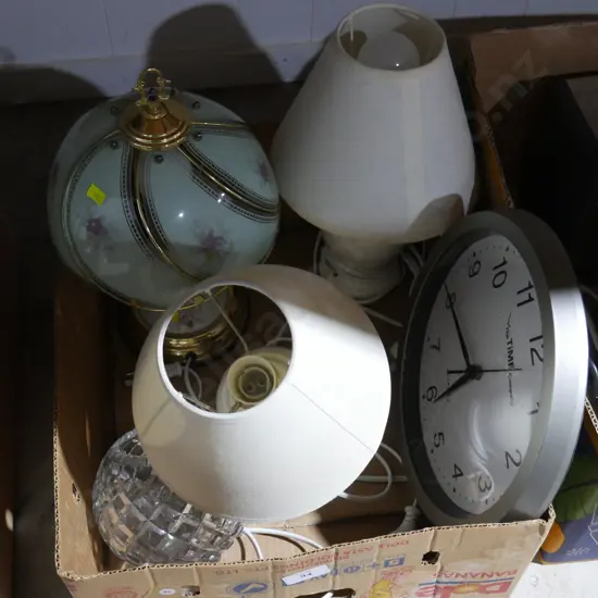 Table lamps, clock