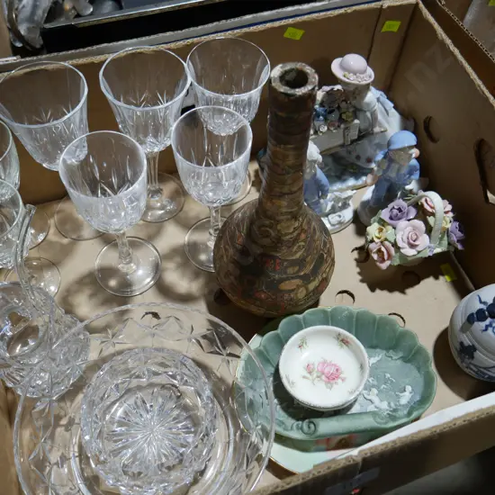 Figurines, glassware etc