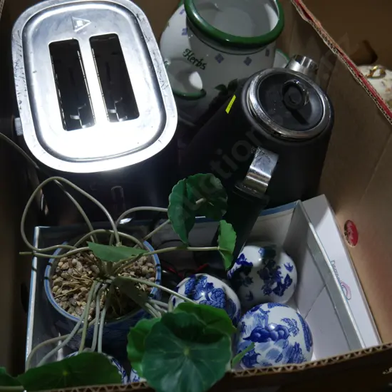 Carpet balls, toaster, jug etc