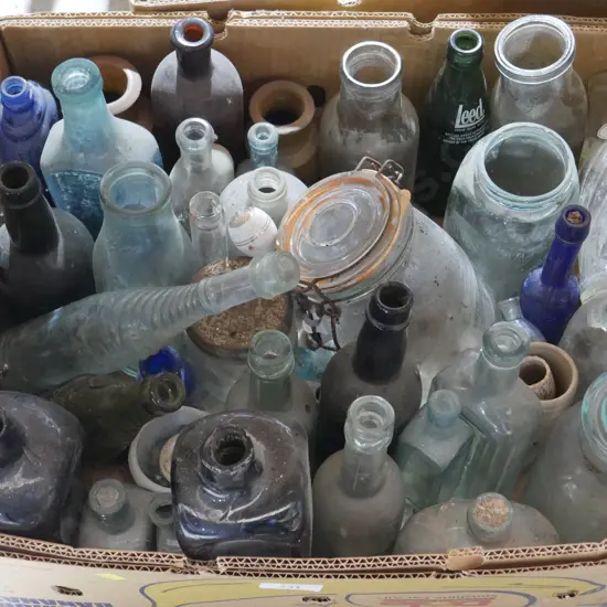 Box of old bottles