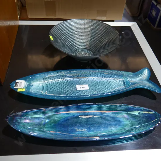 Glass bowl, glass sserving platters