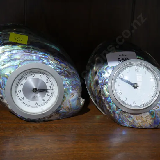 2 x Paua bedside clocks