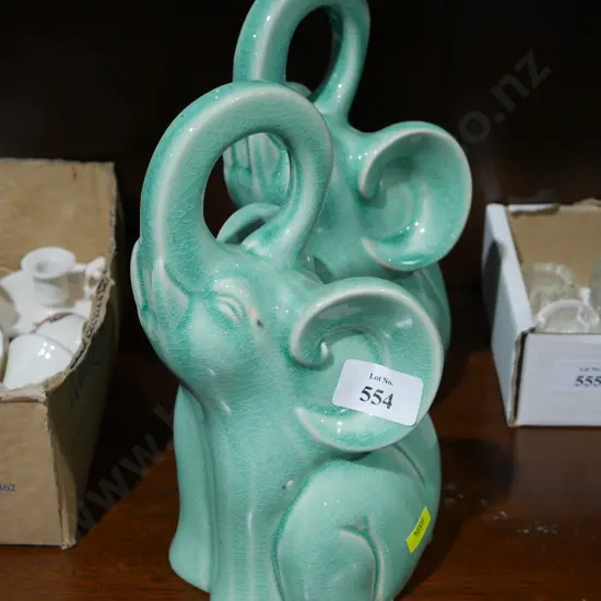 Pottery bookend elephants