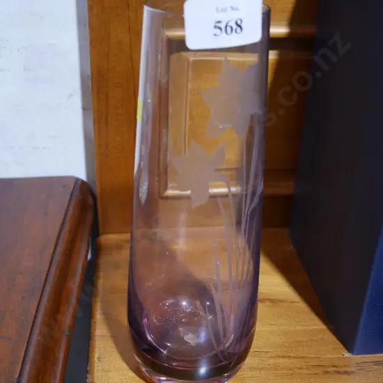 Etched glass vase