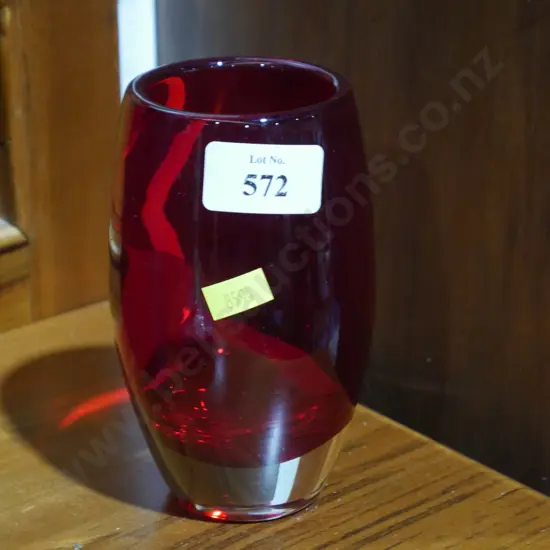 Red art glass vase