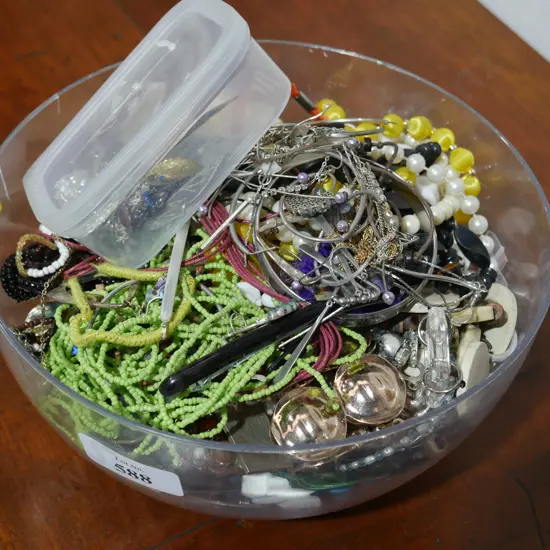 Bowl of costume jewellery