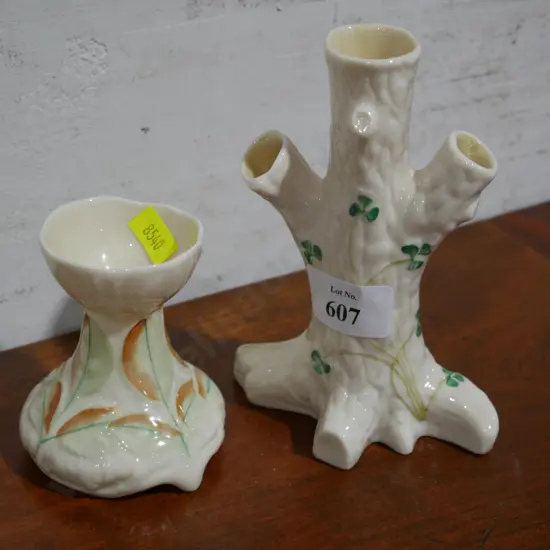 2 Belleek vases