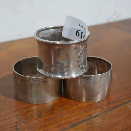 3 sterling silver serviette rings