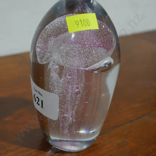 Glass jellyfish paperweight