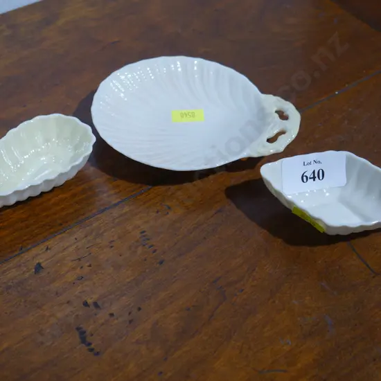 3 Belleek dishes