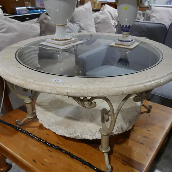 Glass top coffee table