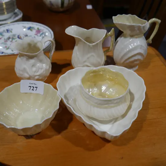 Belleek jugs and dishes