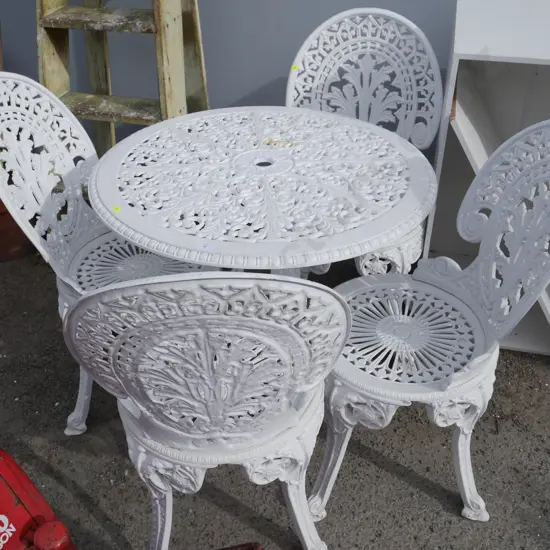 Metal garden table and 4 chairs