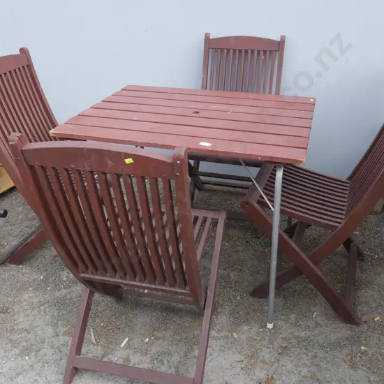 Wooden garden table and 4 chairs