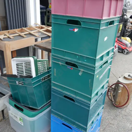 Plastic bins, containers etc
