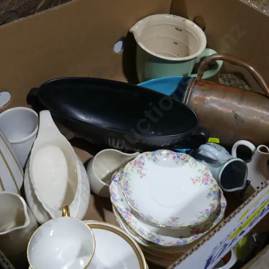 China, copper jug etc